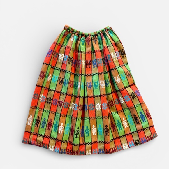 Vtg 70s Guatamalan Embroidered Pleated Skirt Huipil Sz M Colorful Boho Peasant - Picture 5 of 5